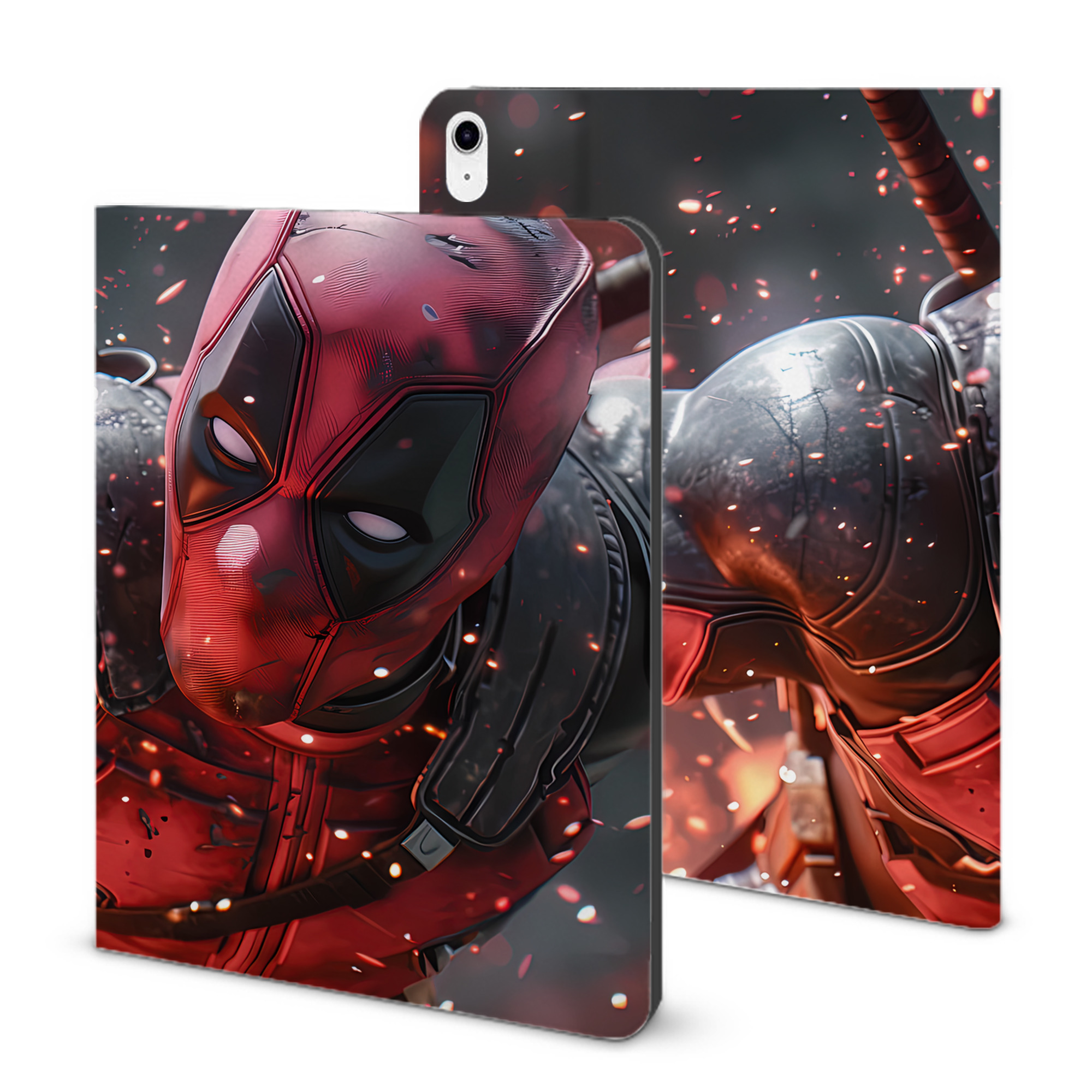 （画像用） Deadpool デッドプール IPad ケース ブック型 PUレザー TPU 耐衝撃 軽量 薄型 ペン収納なし 全面保護 IPad 各モデル対応